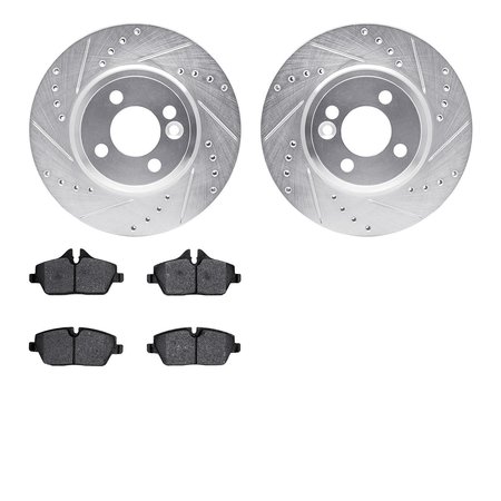 DYNAMIC FRICTION CO 7502-32005, Rotors-Drilled and Slotted-Silver with 5000 Advanced Brake Pads, Zinc Coated 7502-32005